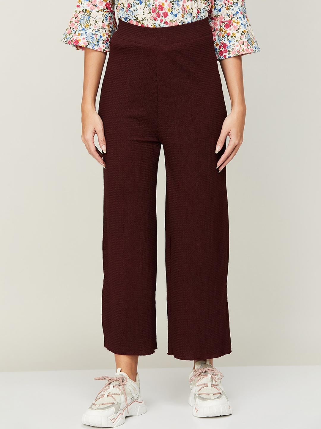 

Ginger by Lifestyle Women High-Rise Trousers, Burgundy