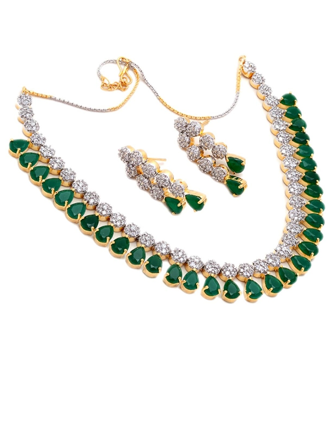 

Jewar Mandi Gold-Plated CZ-Studded Jewellery Set