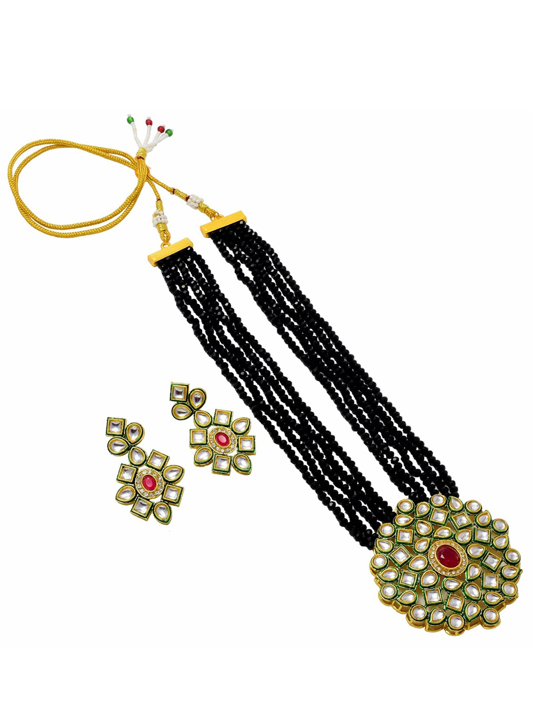 

Jewar Mandi Gold-Plated Kundan-Studded & Beaded Jewellery Set