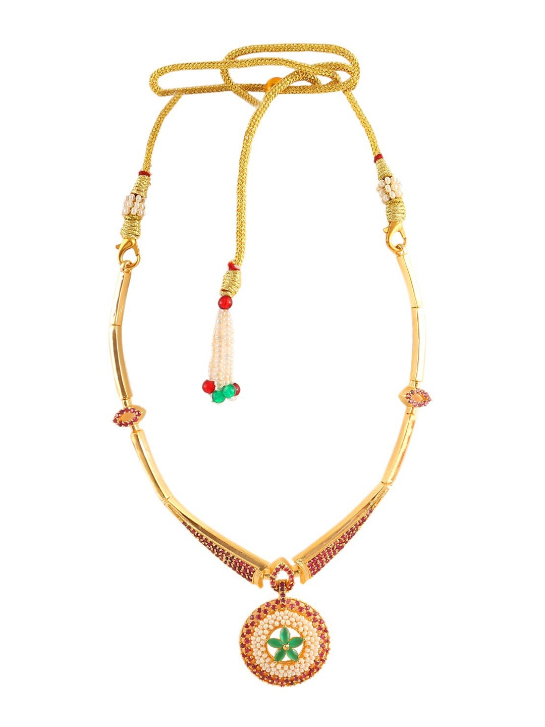 

Jewar Mandi Gold-Plated CZ-Studded Jewellery Set