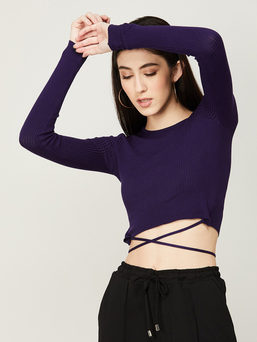 

Ginger by Lifestyle Women Crop Sweatshirt, Purple