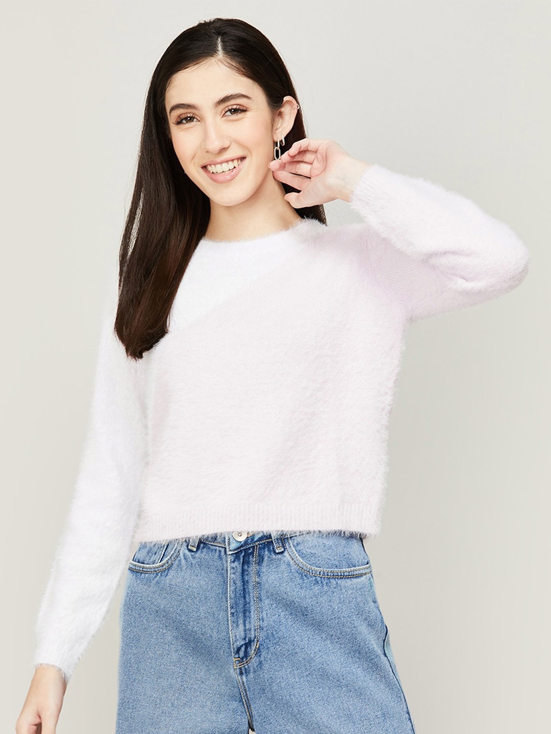 

Ginger by Lifestyle Women Colourblocked Acrylic Sweatshirt, Pink