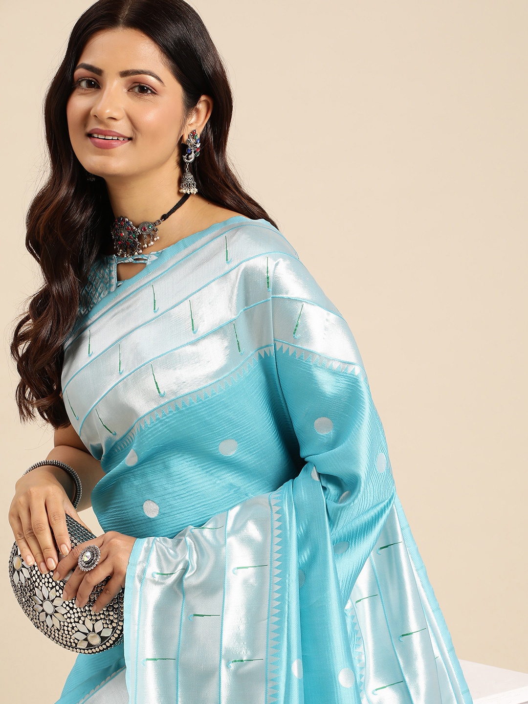 

AA-HA Woven Design Paithani Saree, Blue