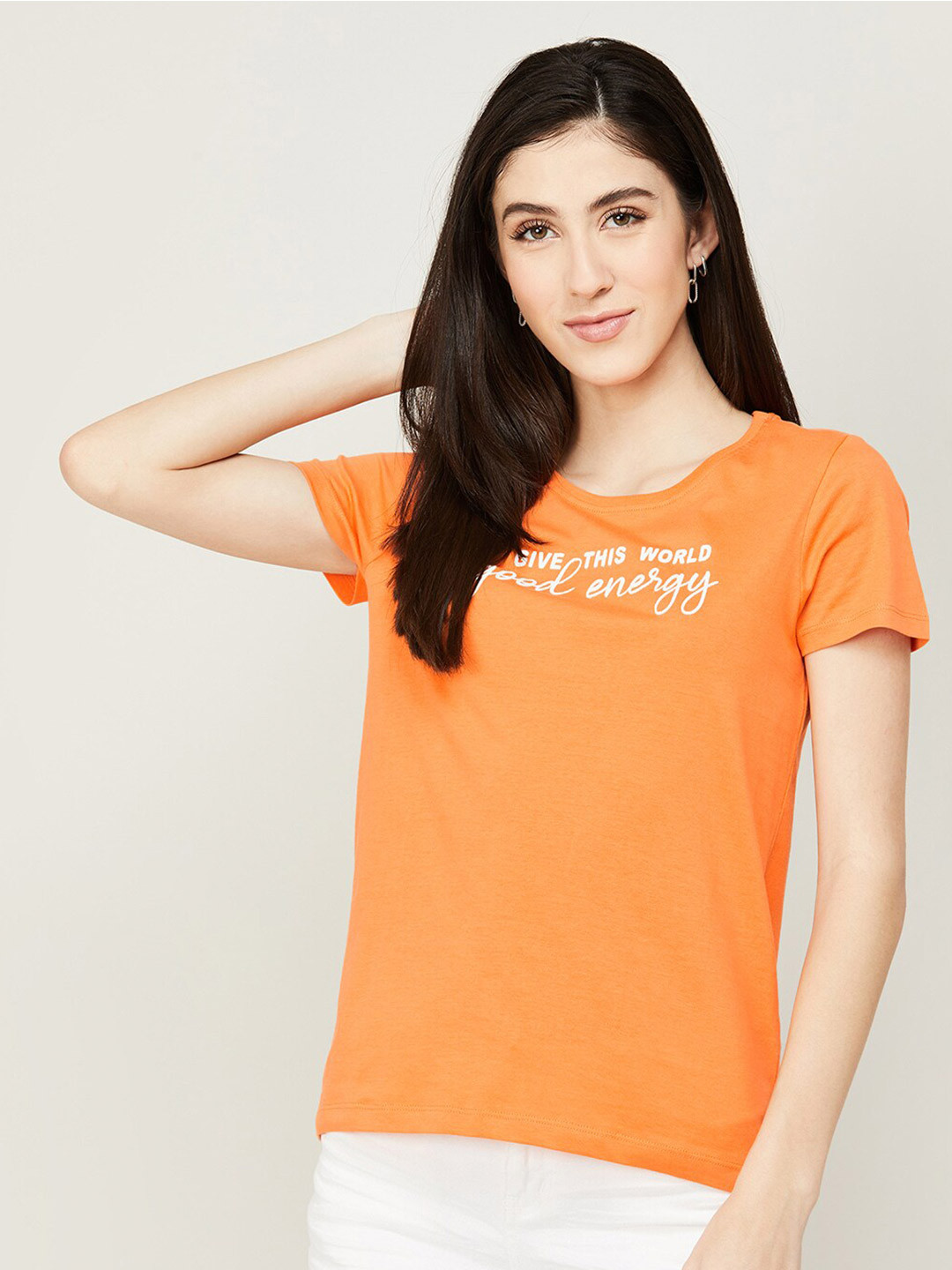 

Fame Forever by Lifestyle Typography Printed Cotton T-shirt, Orange