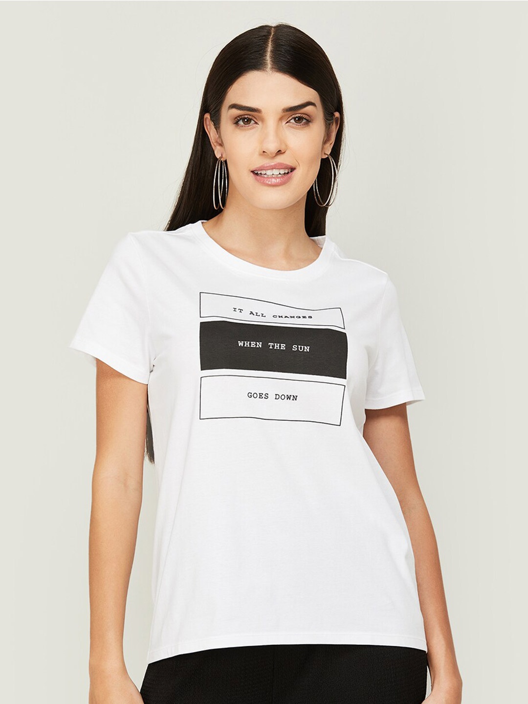 

Fame Forever by Lifestyle Women Typography Printed Cotton T-shirt, White