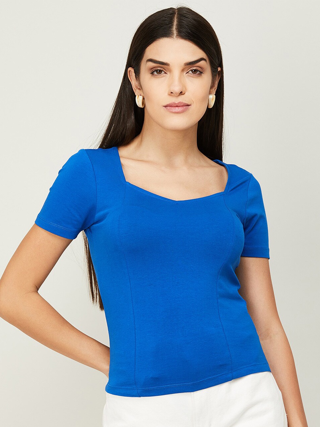 

Ginger by Lifestyle Sweetheart Neck Top, Blue
