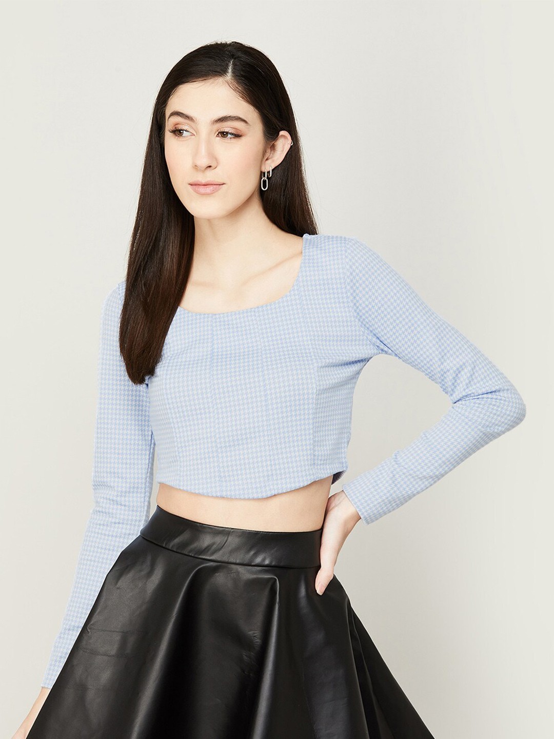 

Ginger by Lifestyle Checked Crop Top, Blue