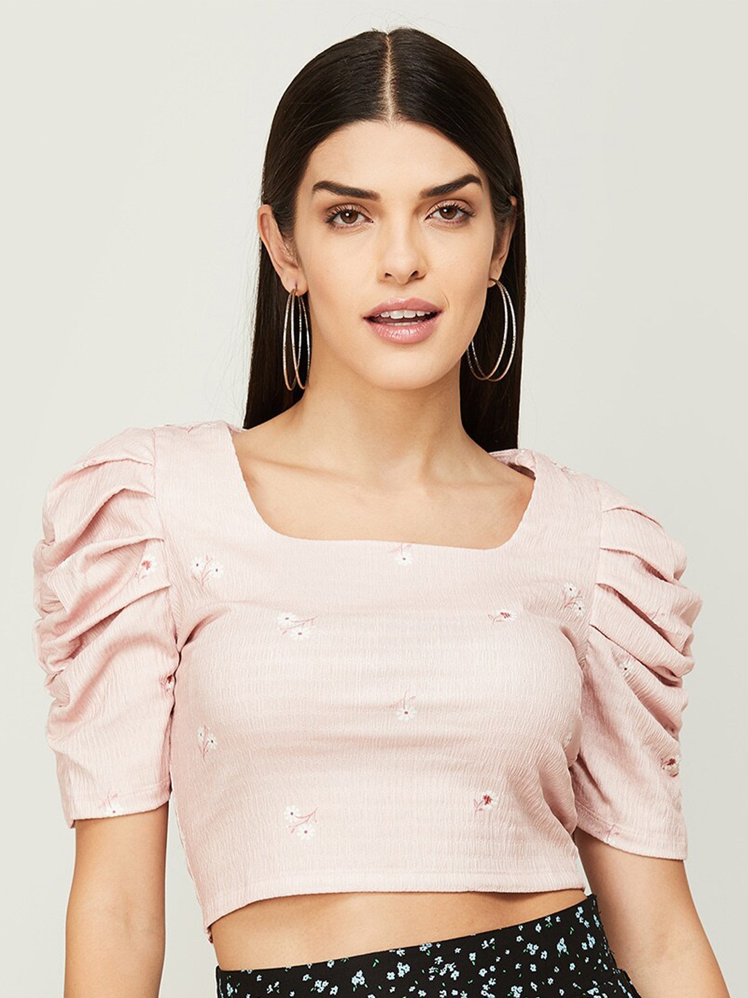 

Ginger by Lifestyle Floral Print Crop Top, Beige