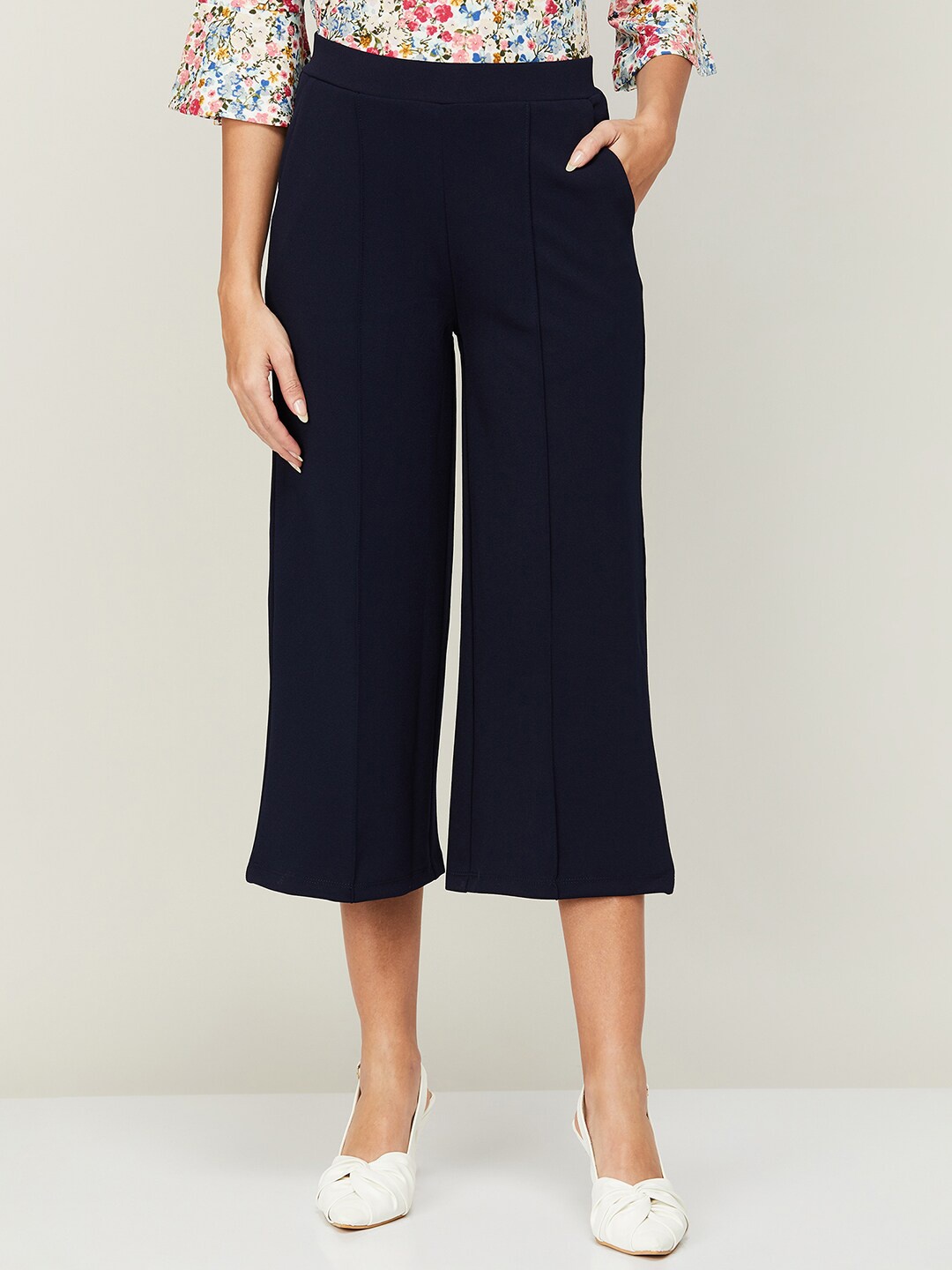 

CODE by Lifestyle Women High-Rise Culottes Trousers, Navy blue
