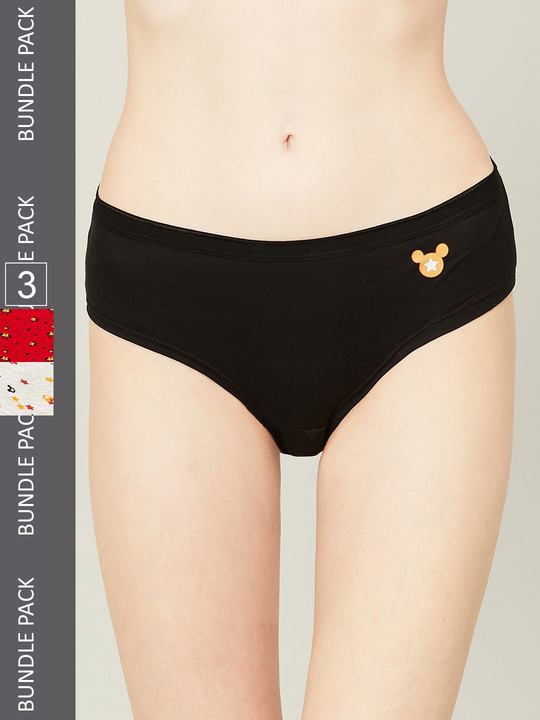 

Ginger by Lifestyle Women Pack Of 3 Low Rise Hipster Briefs, Black