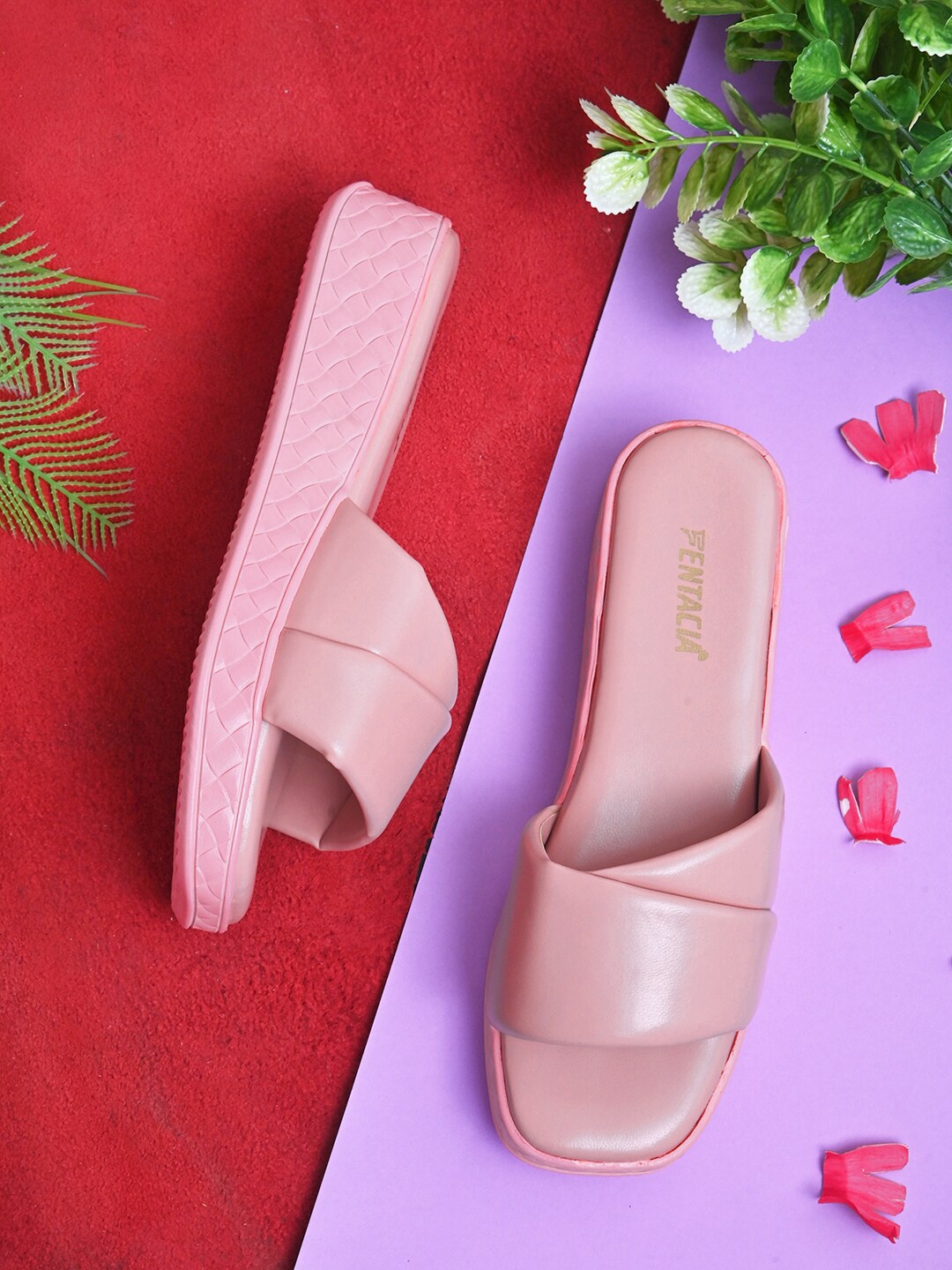 

Fentacia Open Toe Flatform Heels, Pink