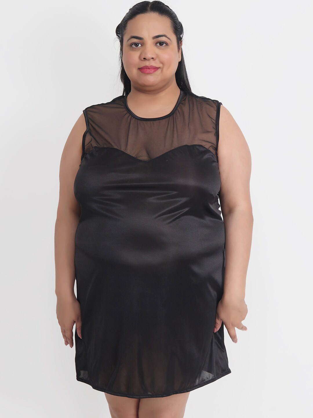 

Klamotten Plus Size Satin Baby Doll, Black