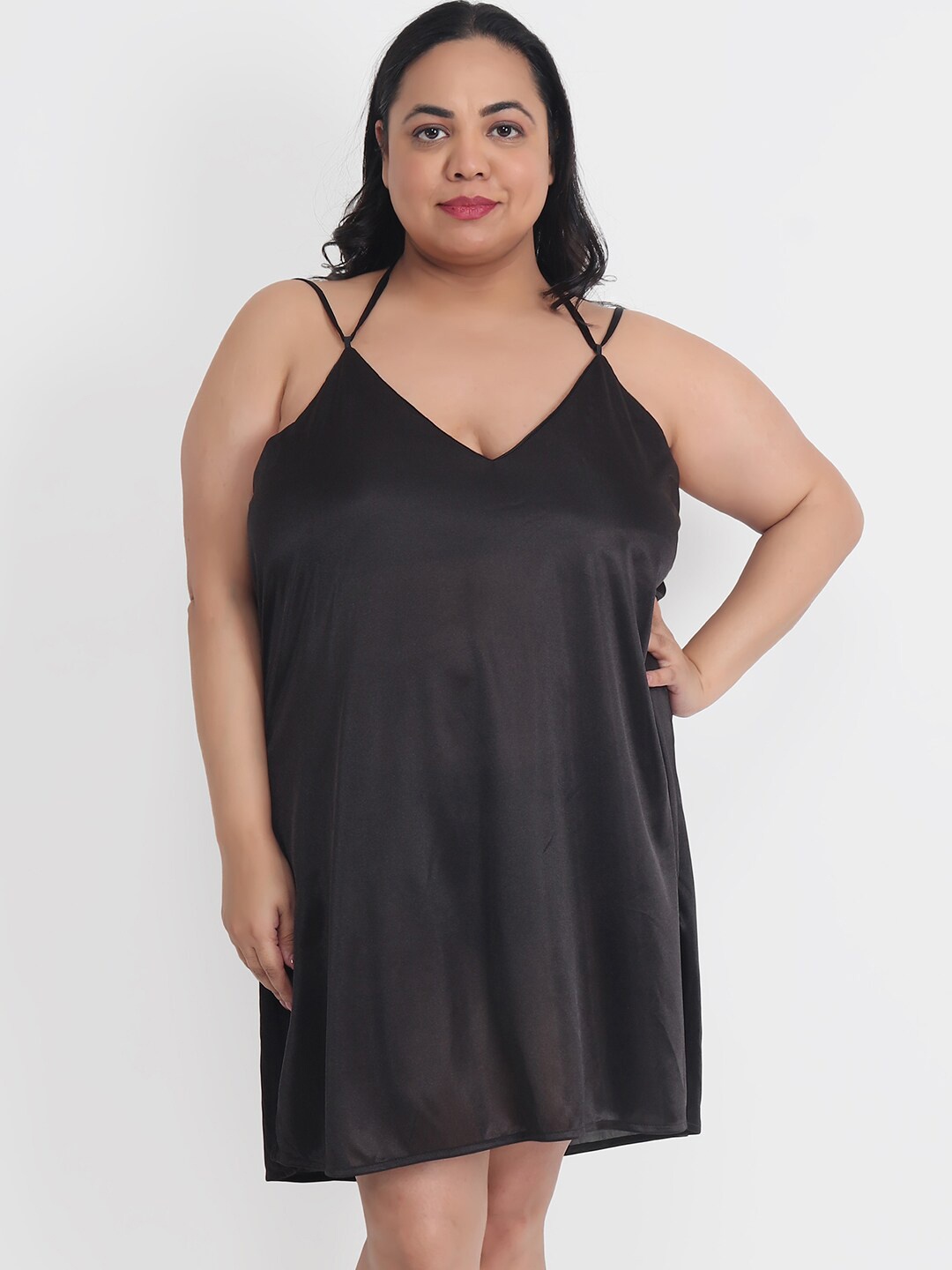 

Klamotten Plus Size Satin Baby Doll, Black