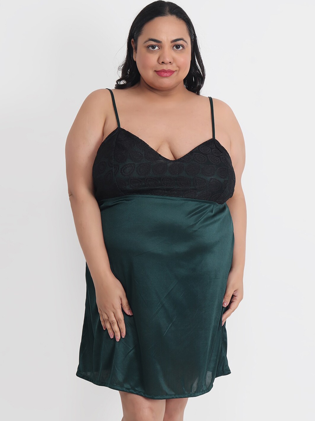 

Klamotten Plus size Satin Baby Doll, Green