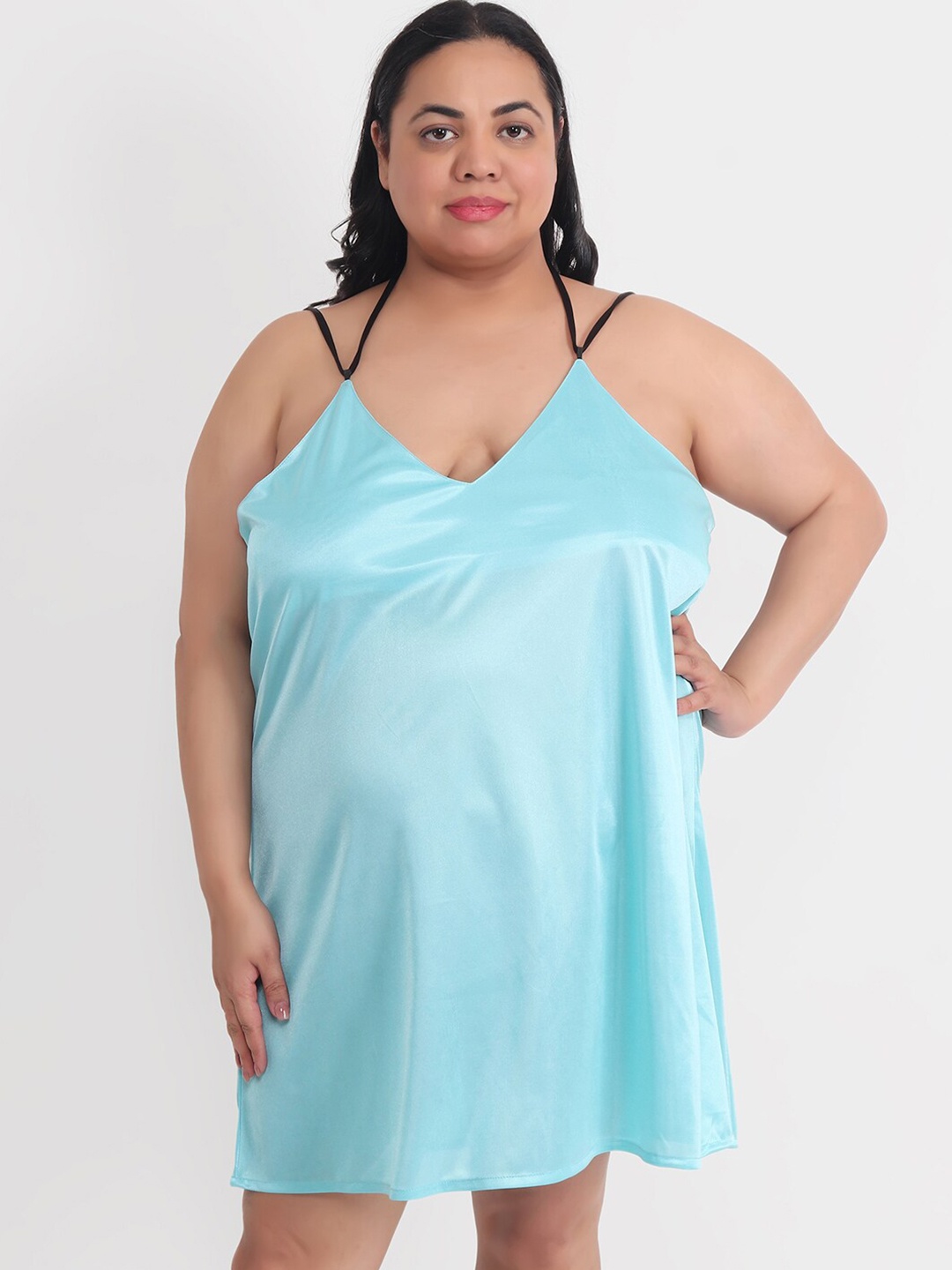 

Klamotten Satin Baby Doll, Blue