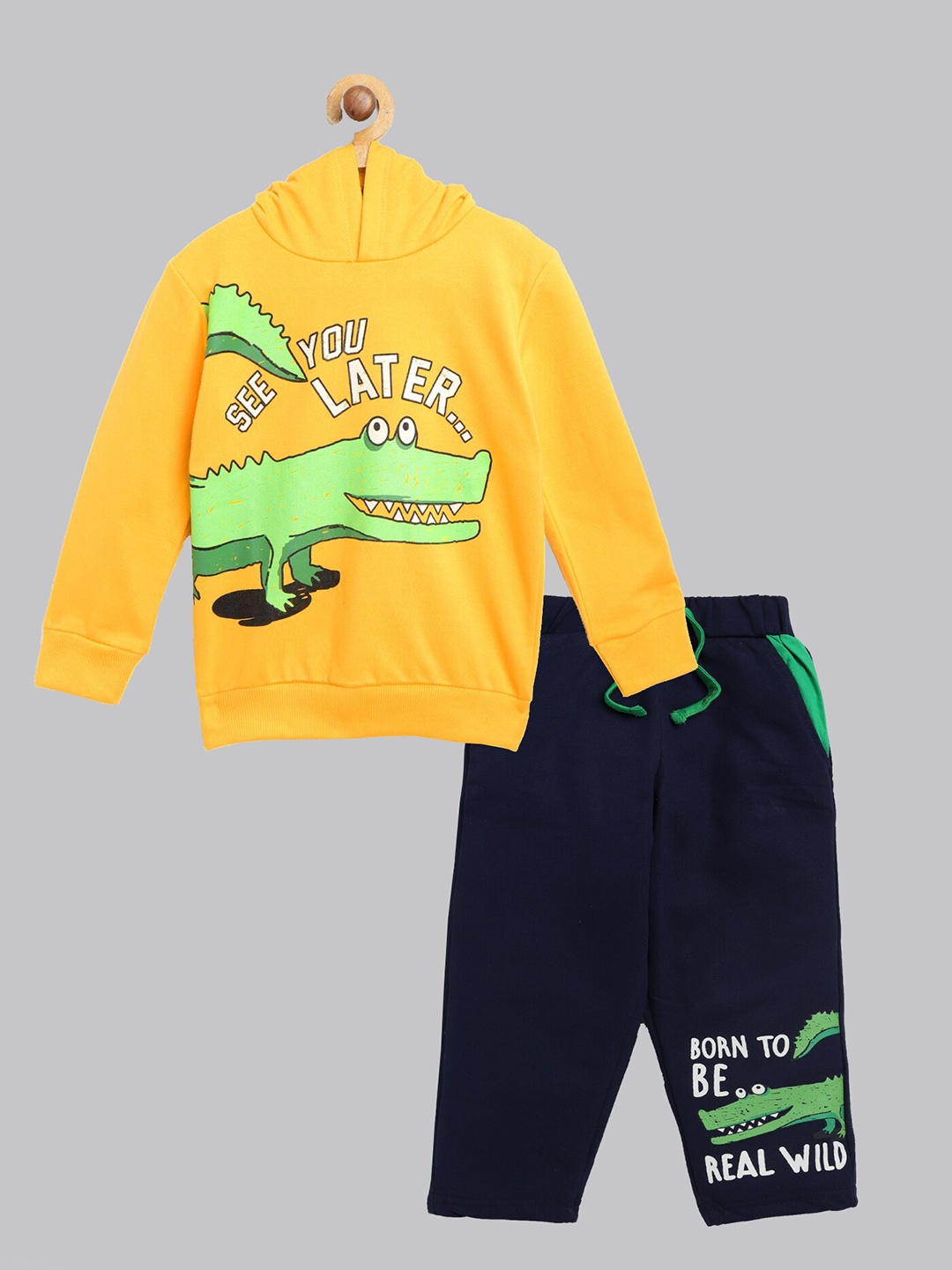 

YK Boys Printed Sweatshirt with Trousers, Yellow