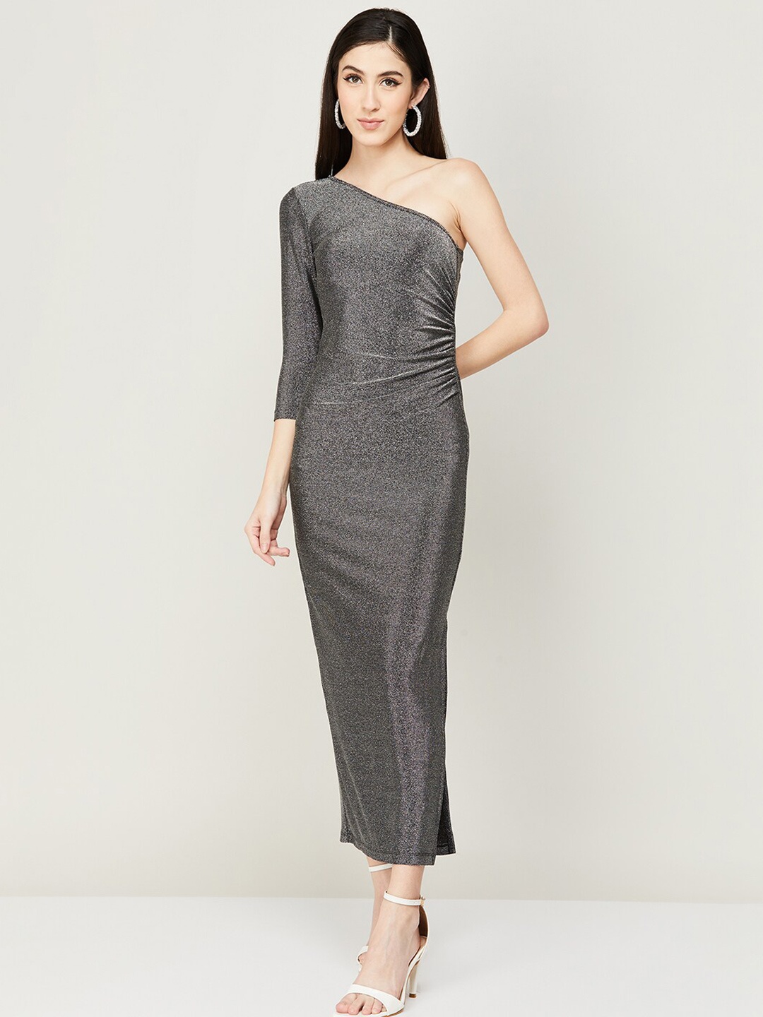 

CODE by Lifestyle Women One Shoulder Maxi Dress, Silver