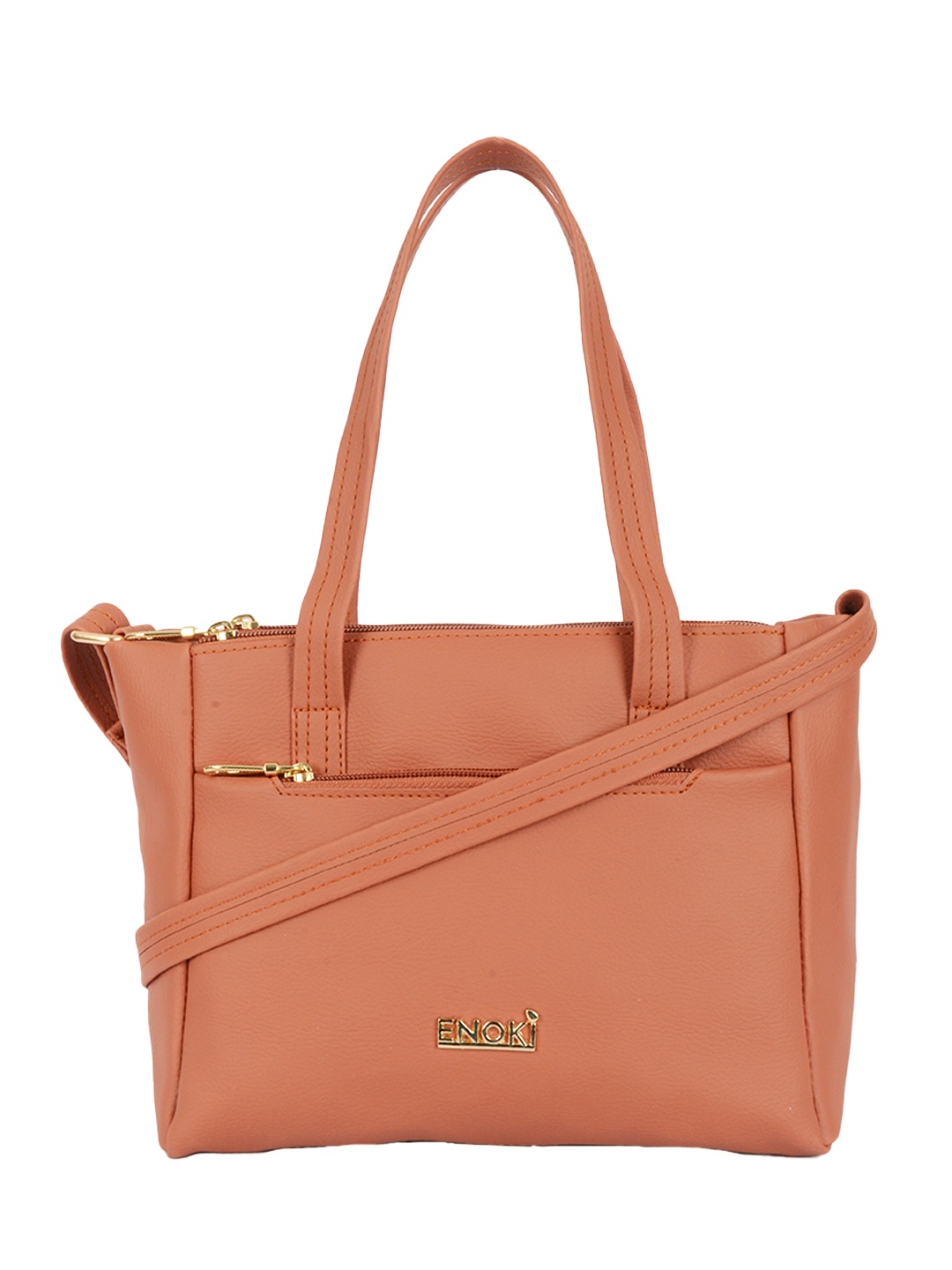 

ENOKI Structured Shoulder Bag, Tan