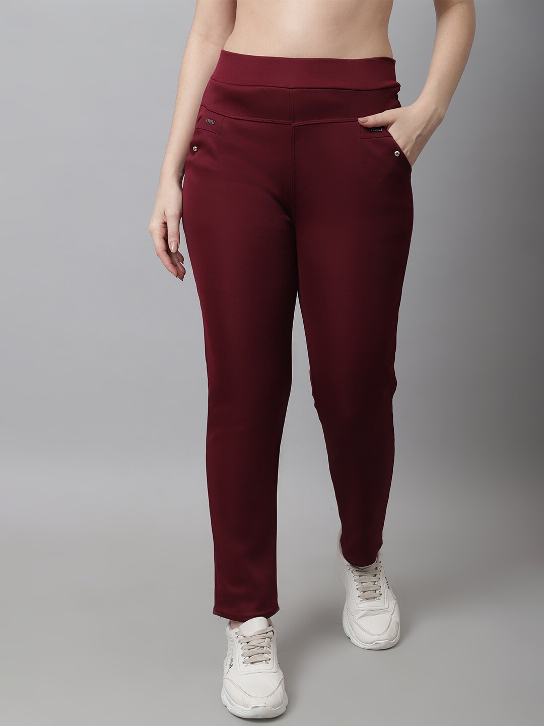 

TAG 7 Women Solid Winter Fleece Jeggings, Maroon