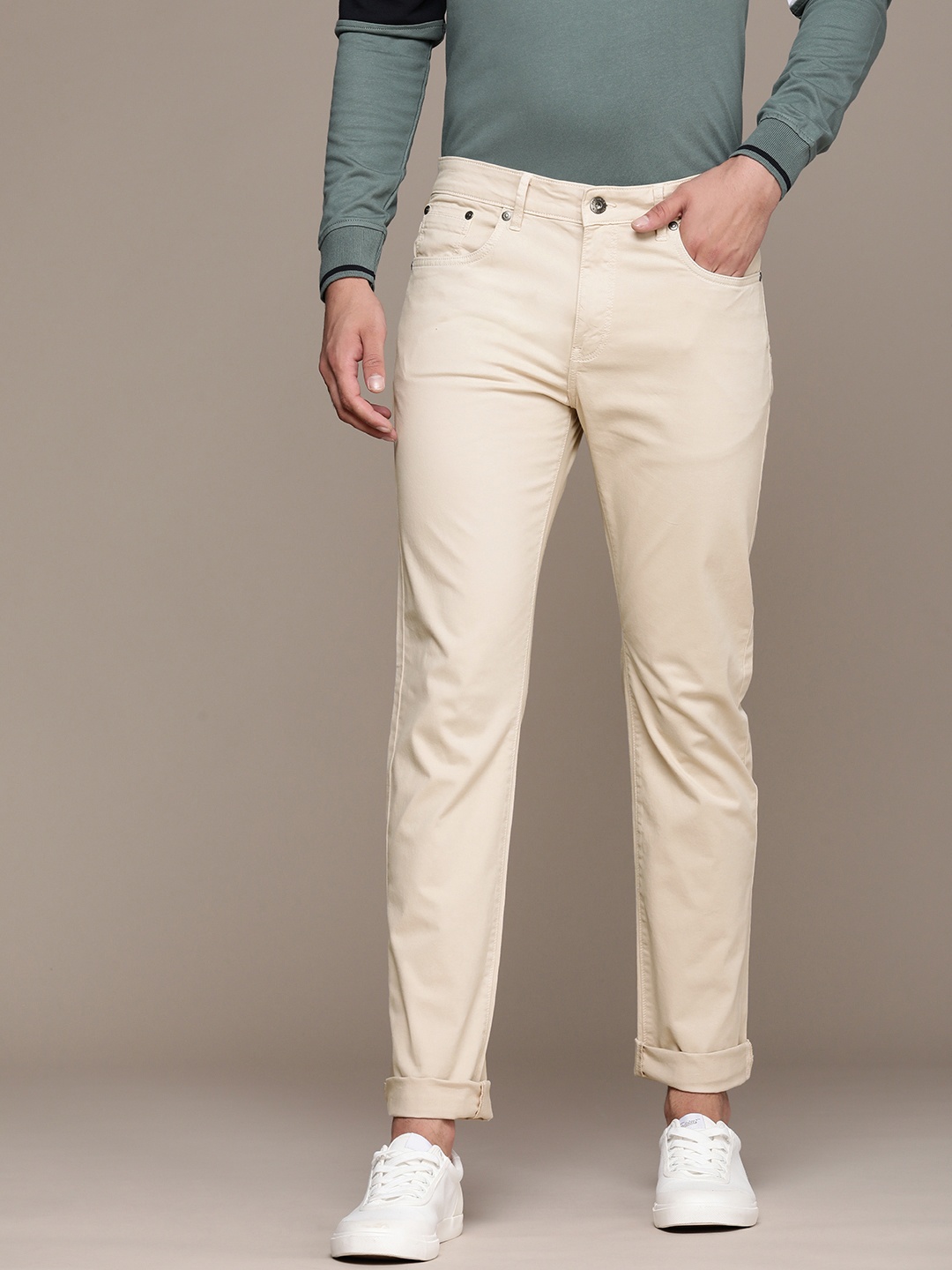 

Nautica Men Mid-Rise Slim Fit Chinos, Beige