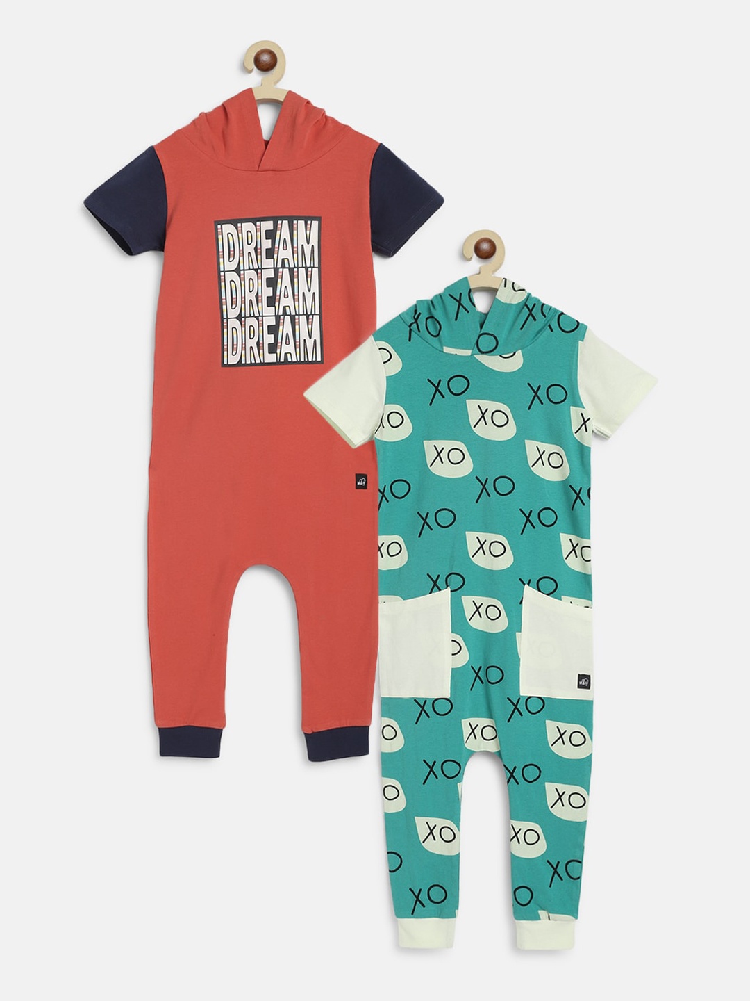 

Whistle & Hops Kids Set of 2 Blue XO & Dream Hoodie Romper