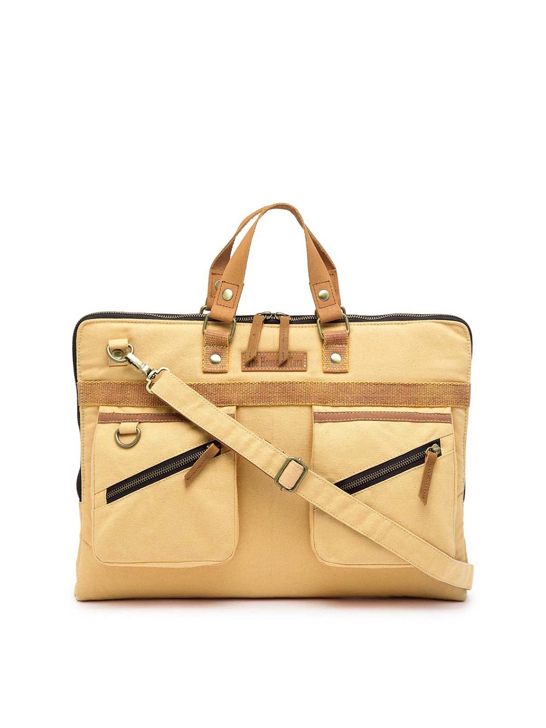

The House of Tara Unisex Beige & Black Laptop Bag