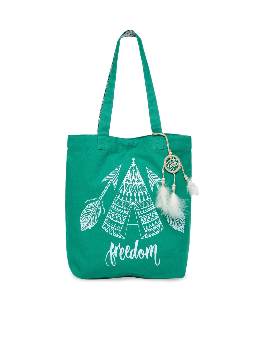 

The House of Tara Printed Shopper Tote Bag with Tasselled, Teal