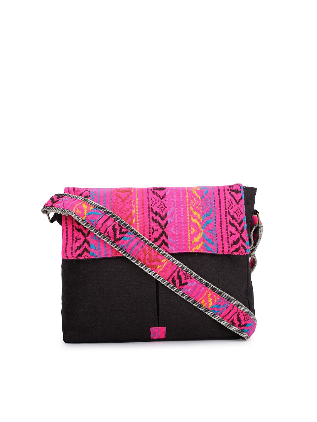 

The House of Tara Unisex Printed Messenger Bag, Black