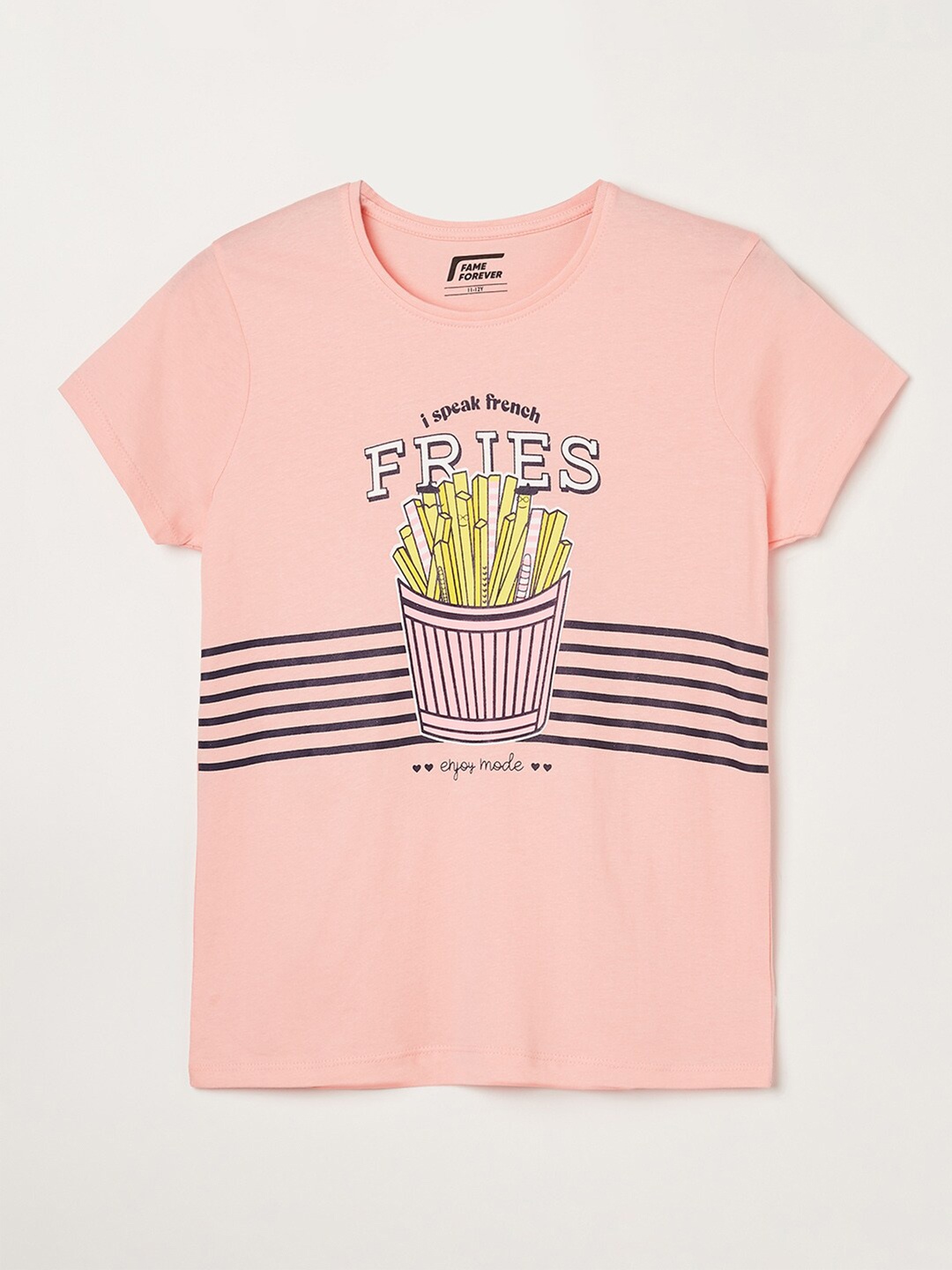 

Fame Forever by Lifestyle Girls Printed Pure Cotton T-shirt, Peach