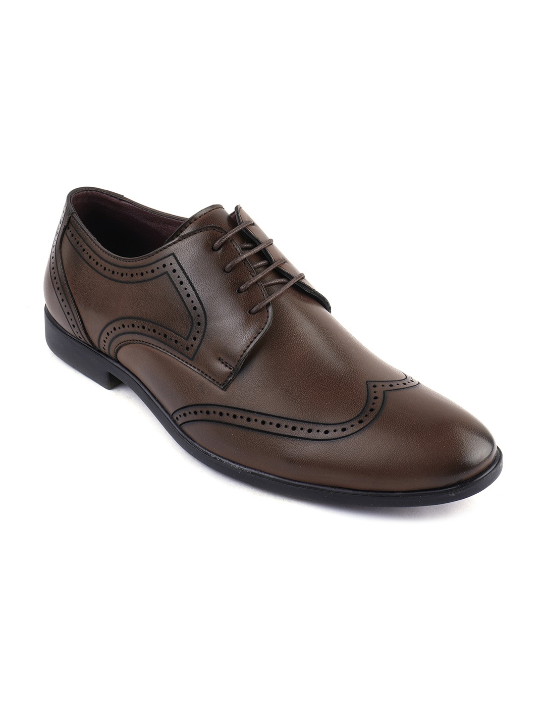 

BRATVA Men Textured Derbys Formal Shoes, Brown