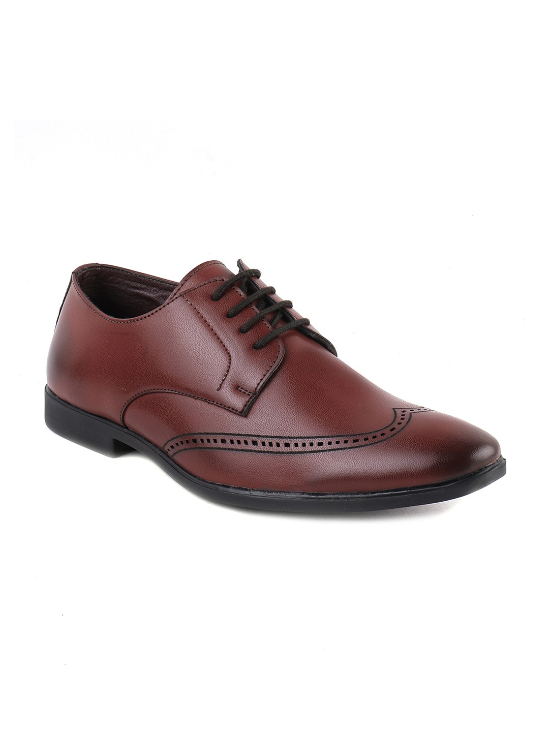 

BRATVA Men Textured Derbys Formal Shoes, Red