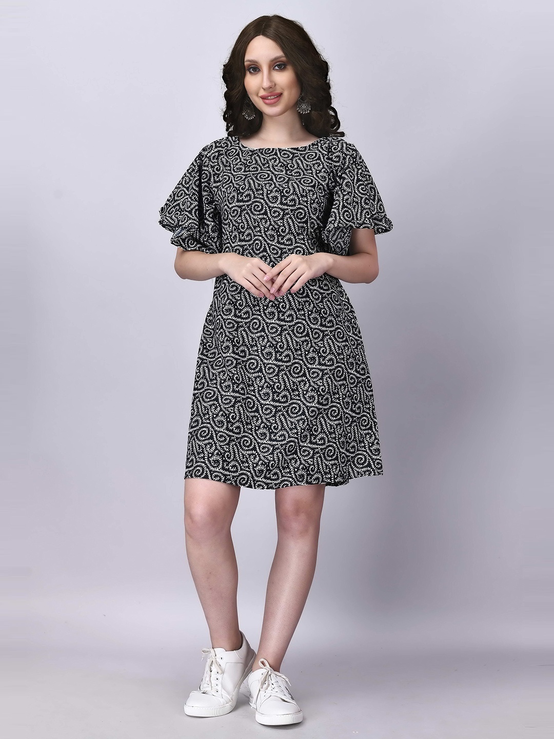 

Fashion FRICKS Ethnic Motifs Printed Dress, Black