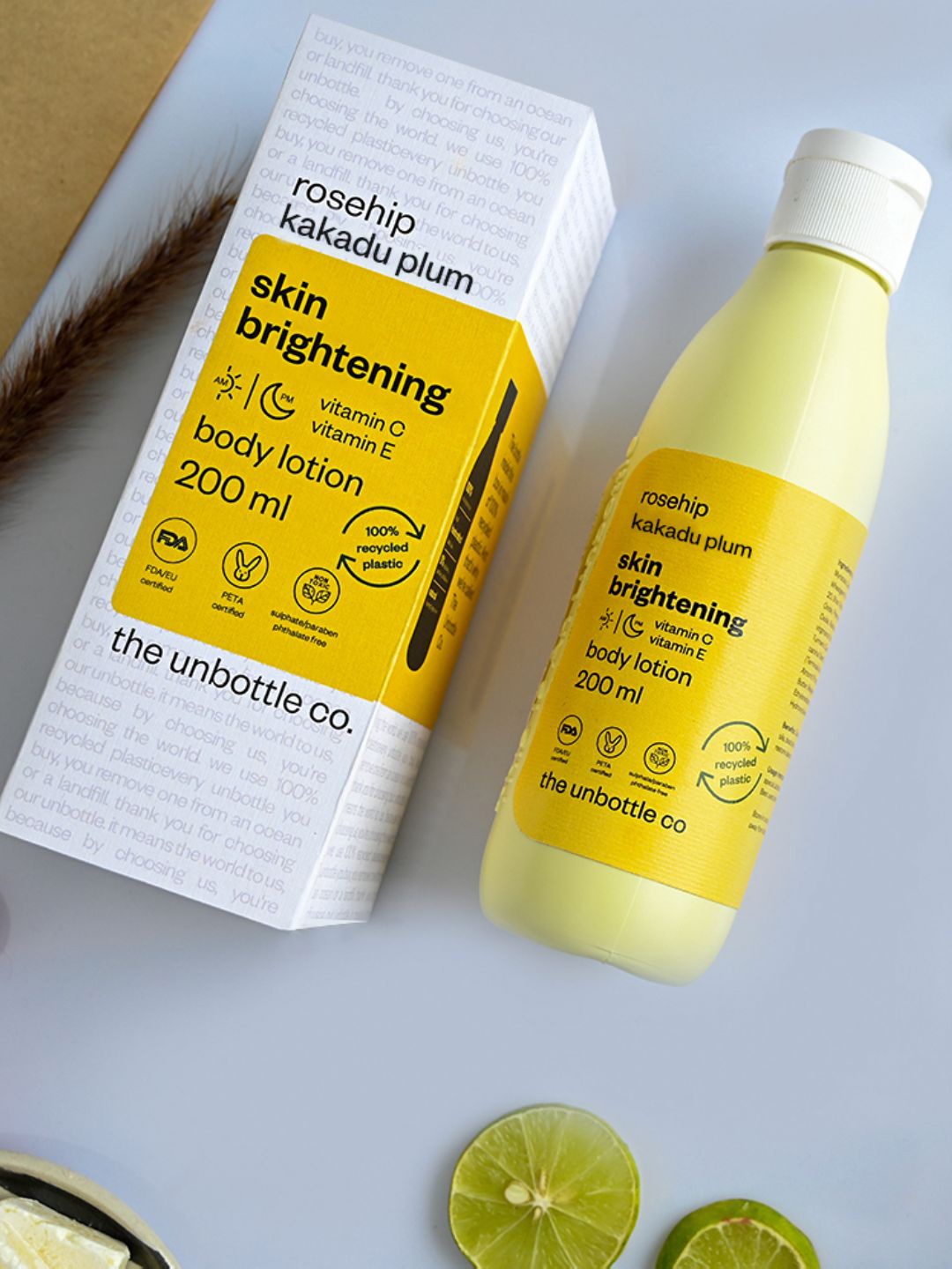 

The Unbottle Co Rosehip Kakadu Plum Skin Brightening Body Lotion with Vitamin C - 200ml, Yellow