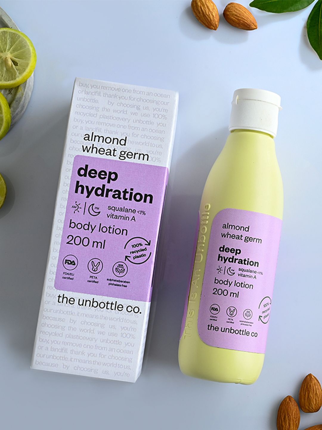 

The Unbottle Co Almond Wheat Germ Deep Hydration Body Lotion with Squalane - 200 ml, Yellow