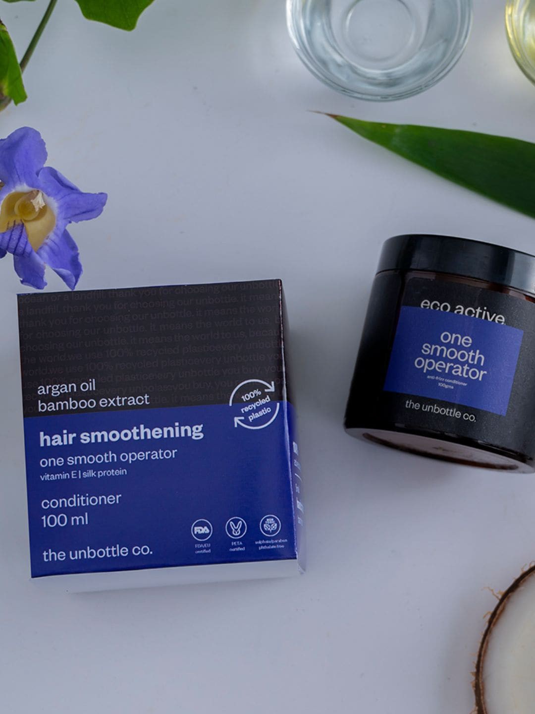 

The Unbottle Co One-Smooth Operator Hair Smoothening Conditioner with Vitamin E - 100 ml, Blue