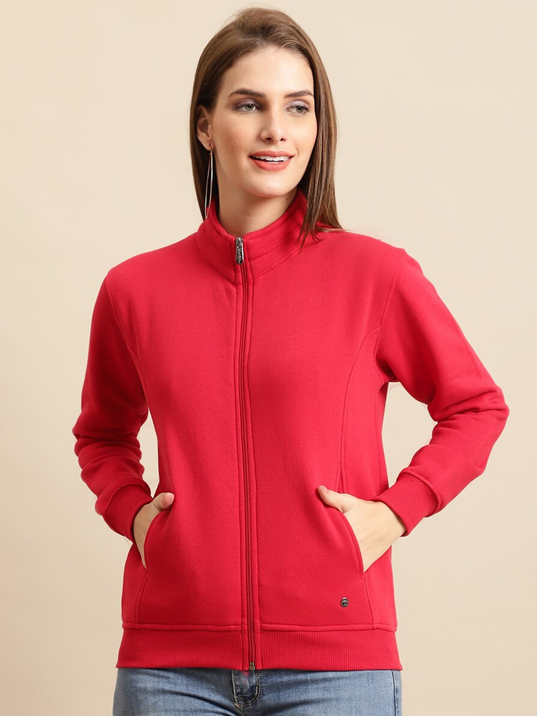 

ANTI CULTURE Women Cotton Sweatshirt, Red
