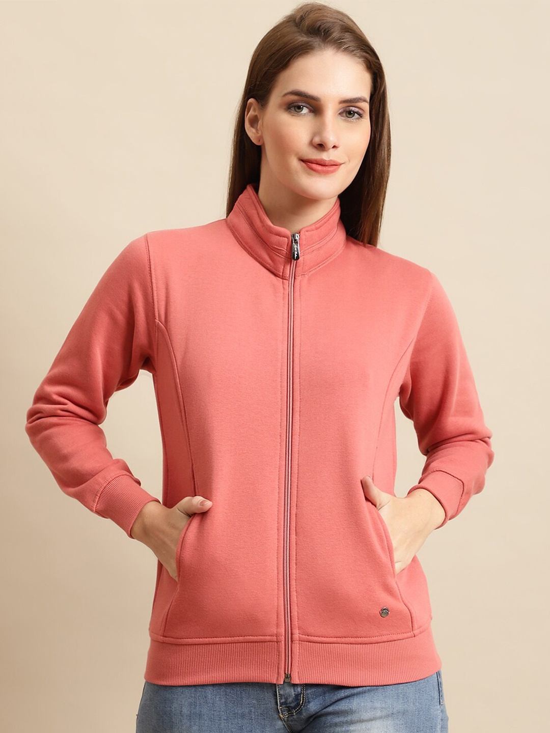 

ANTI CULTURE Women Cotton Sweatshirt, Peach