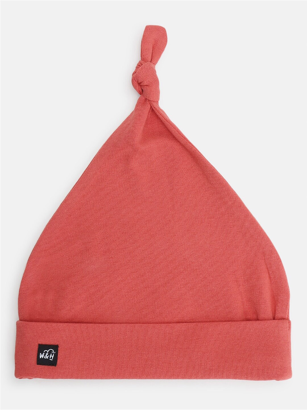 

Whistle & Hops Kids Organic Cotton Solid Printed Beanie, Coral