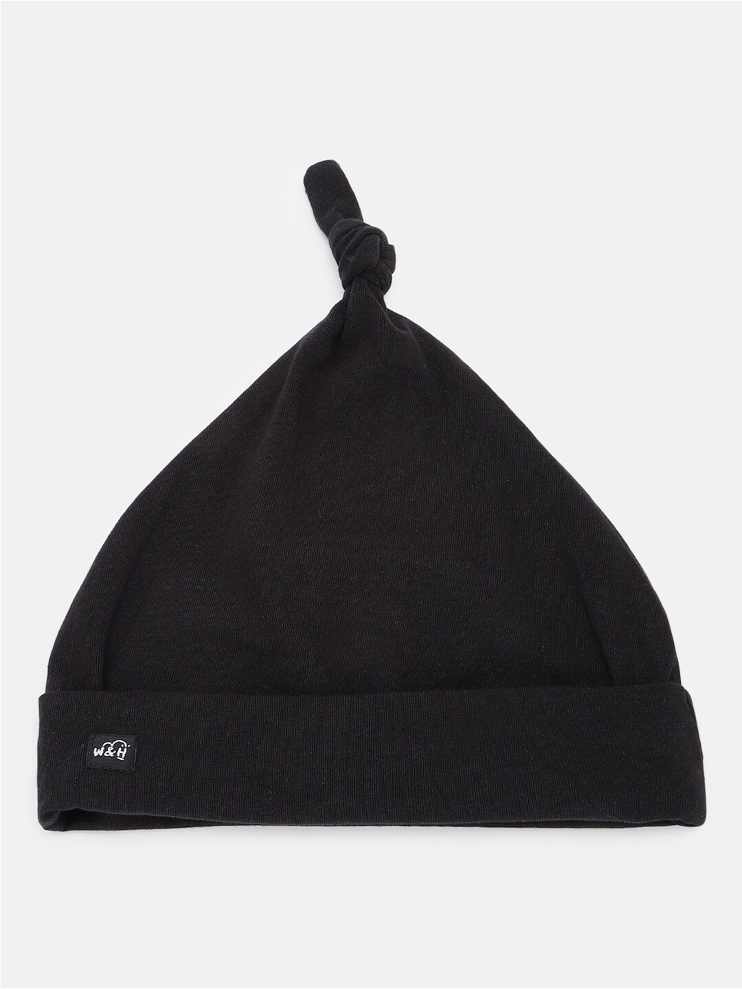 

Whistle & Hops Kids Organic Cotton Solid Printed Beanie, Black