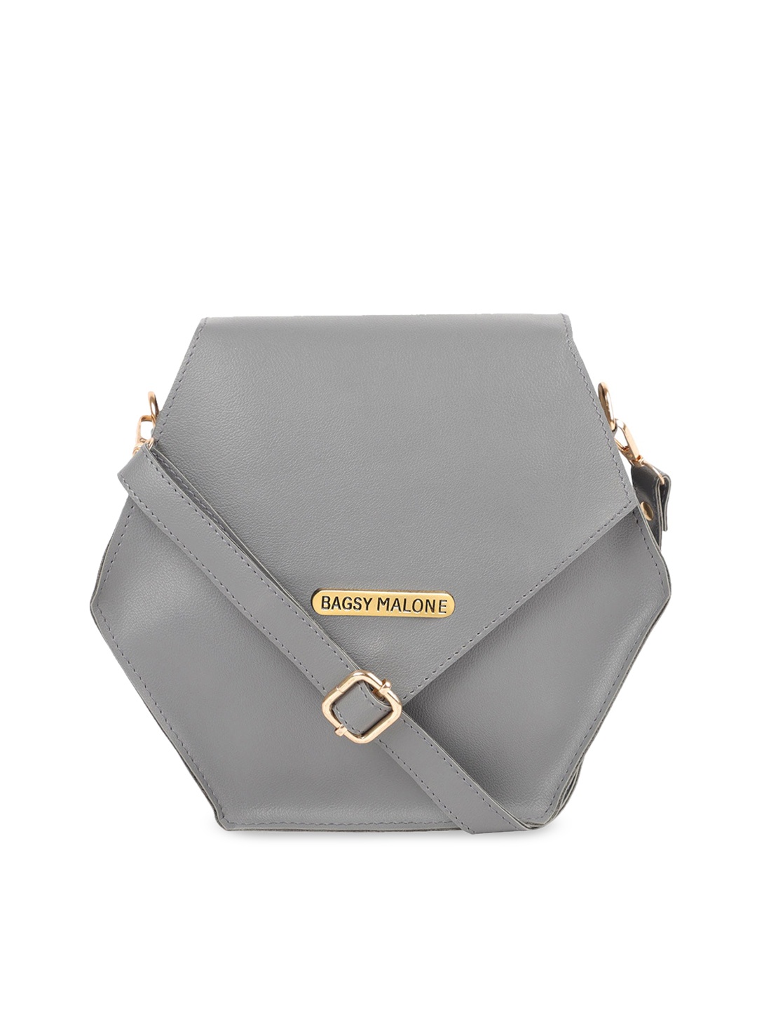 

Bagsy Malone PU Structured Sling Bag with Applique, Grey