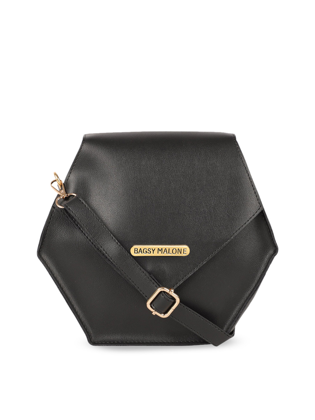 

Bagsy Malone PU Structured Sling Bag with Applique, Black