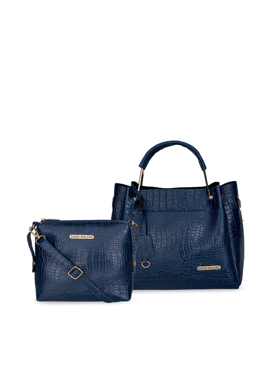 Bagsy Malone Animal Textured PU Oversized Structured Tote Bag, Blue
