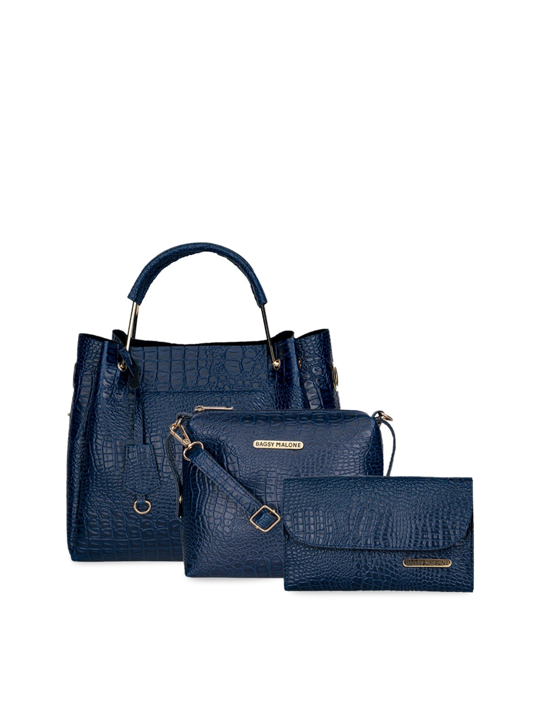 

Bagsy Malone Set of 3 Animal Textured PU Structured Tote Bag, Navy blue