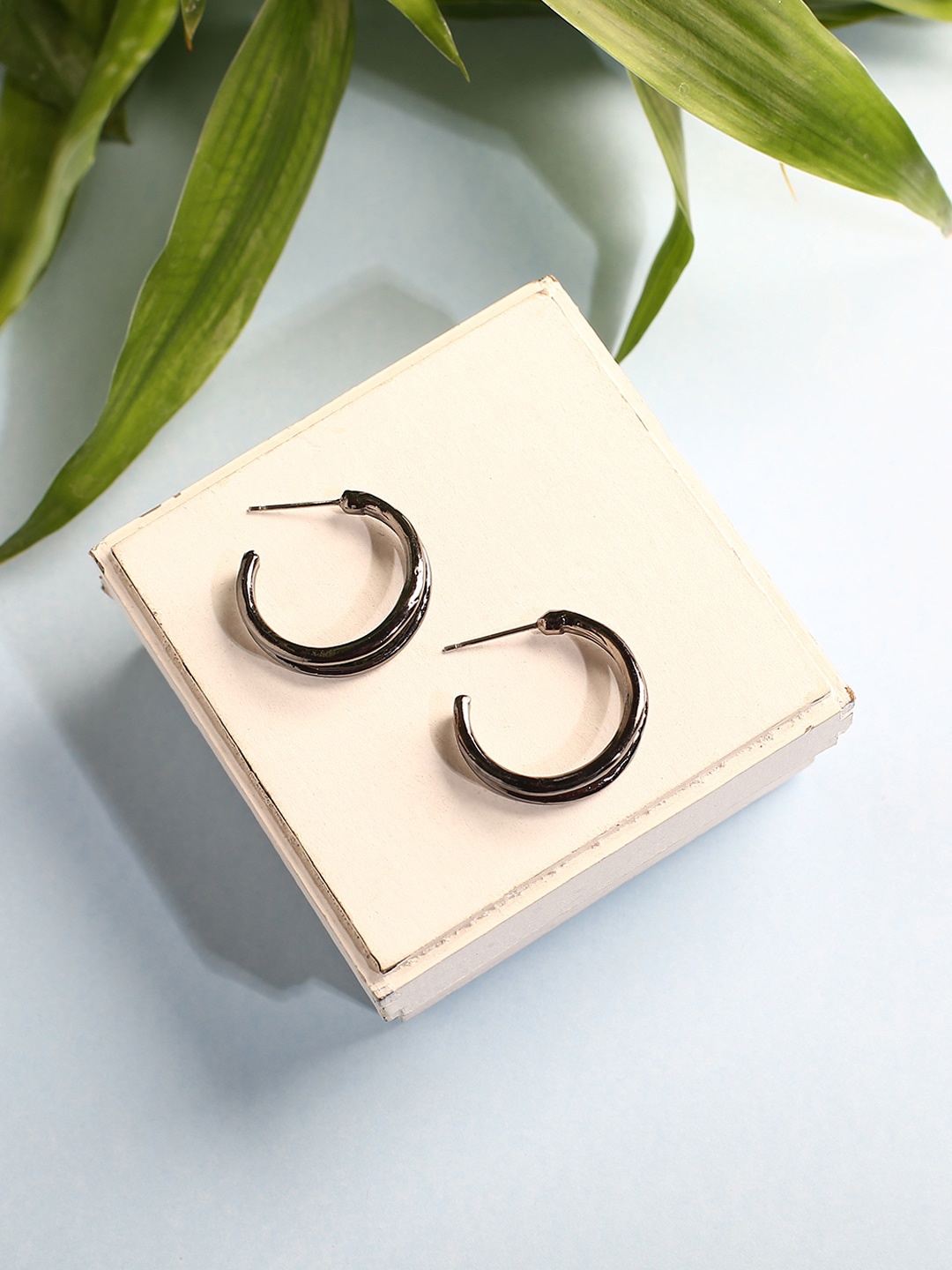 

justpeachy Silver Plated Half Hoop Earrings, Rose