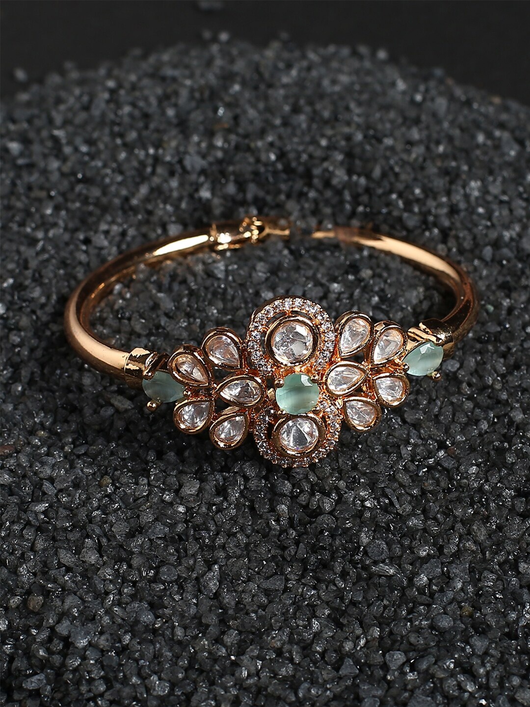 

justpeachy Women Brass Gold-Plated American Diamond Wraparound Bracelet