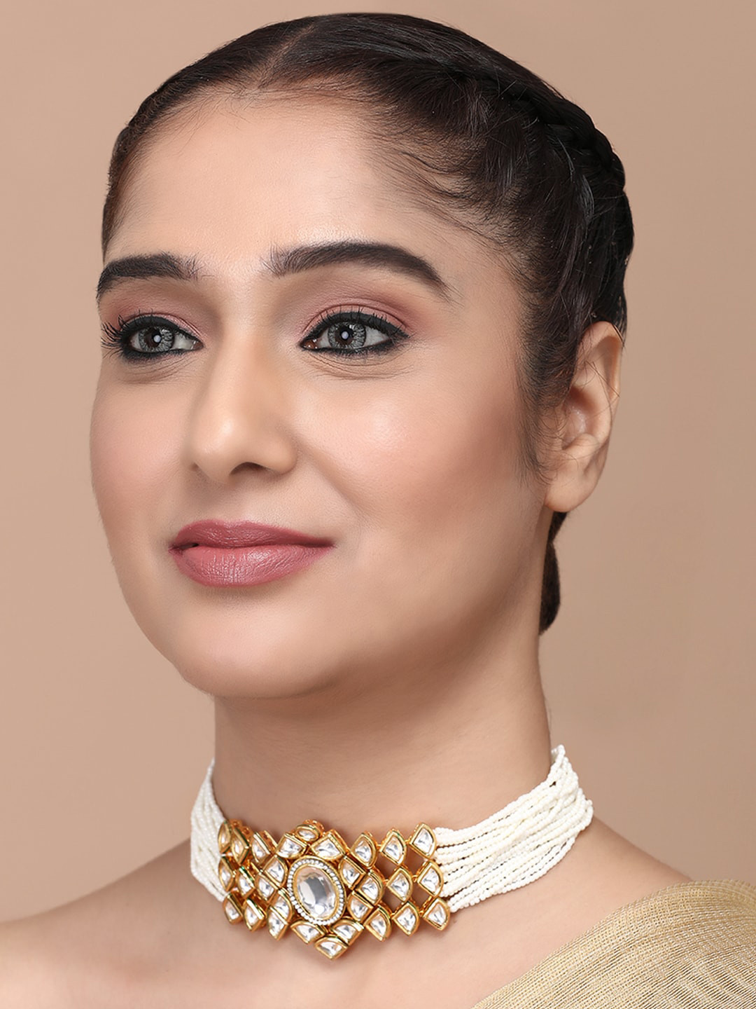 

justpeachy Gold Plated Kundan Studded Jewellery Set