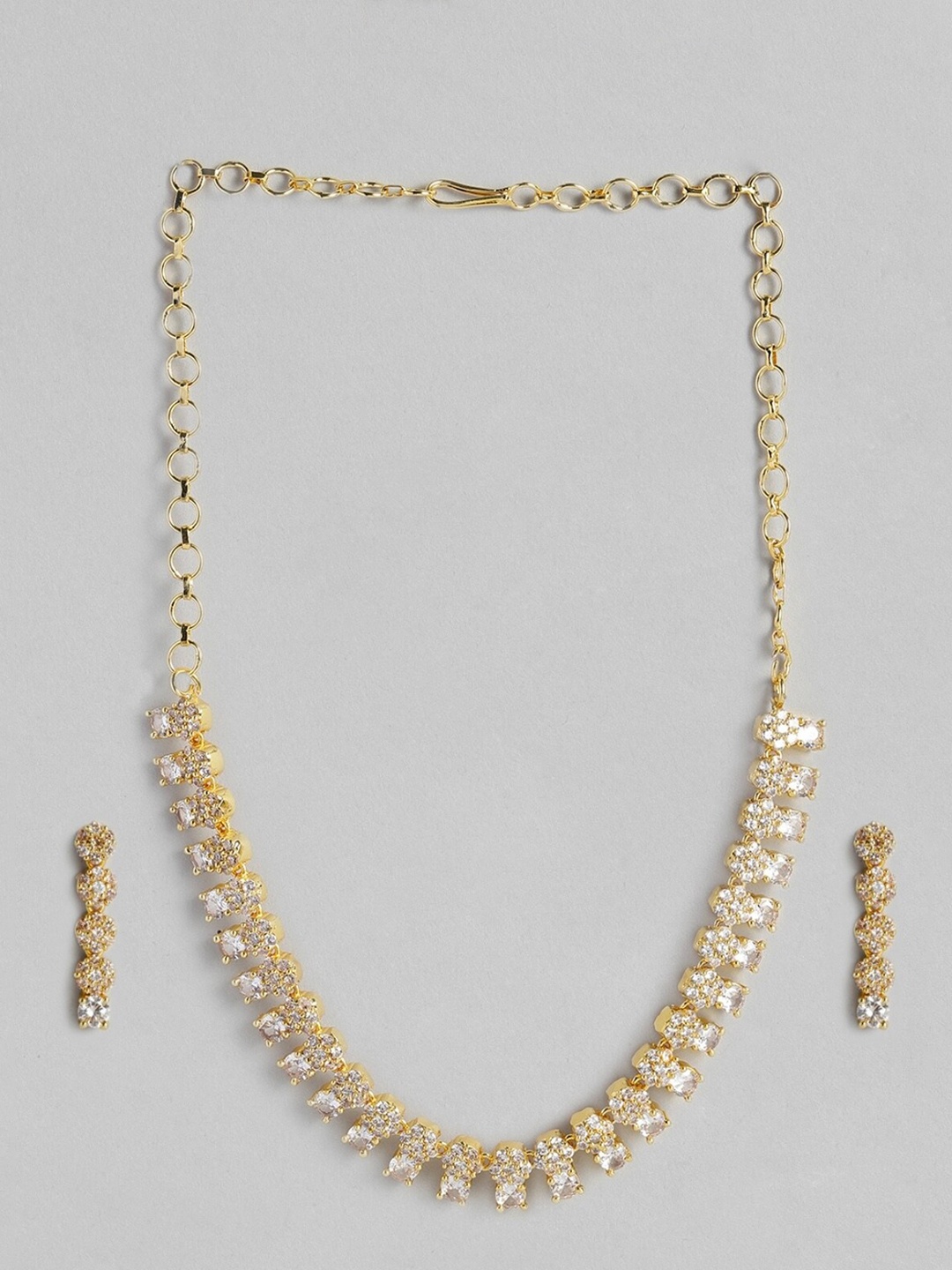 

justpeachy Gold Plated AD Studded Jewellery Set