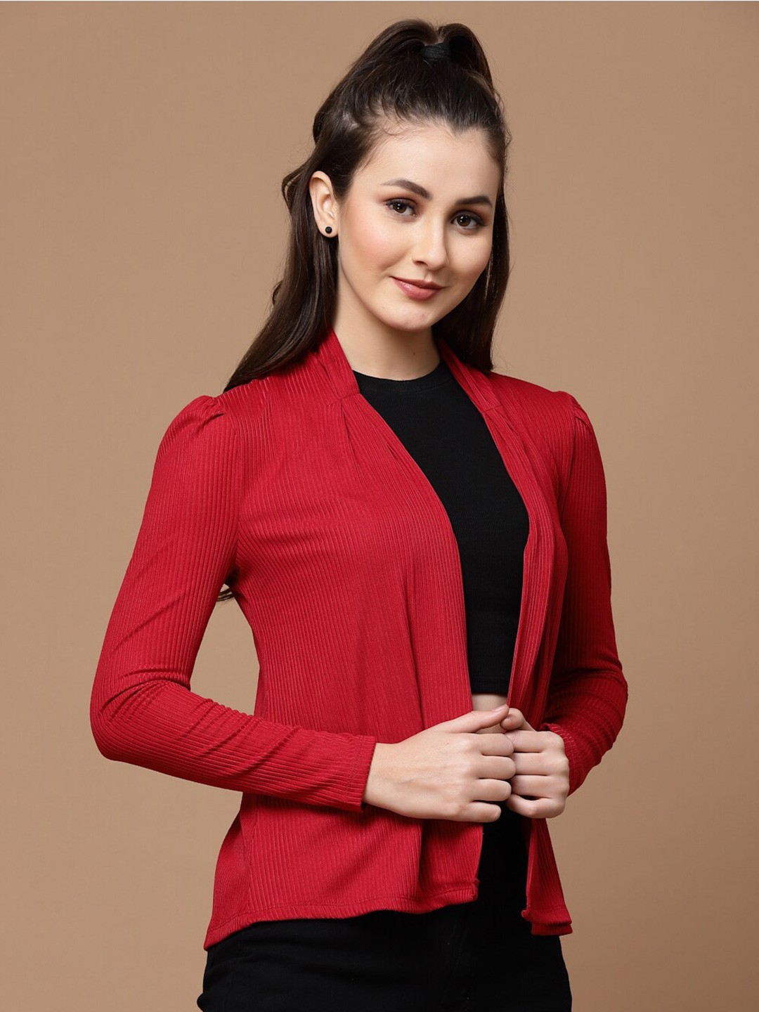 

KASSUALLY Women Front Open Shrug, Red