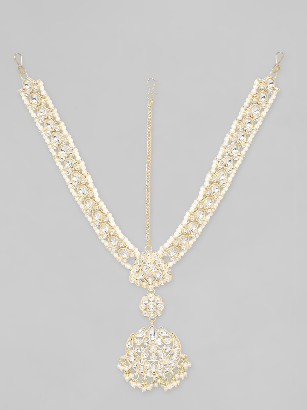 

Rubans Gold-Plated Kundan Studded & Beaded Sheeshphool
