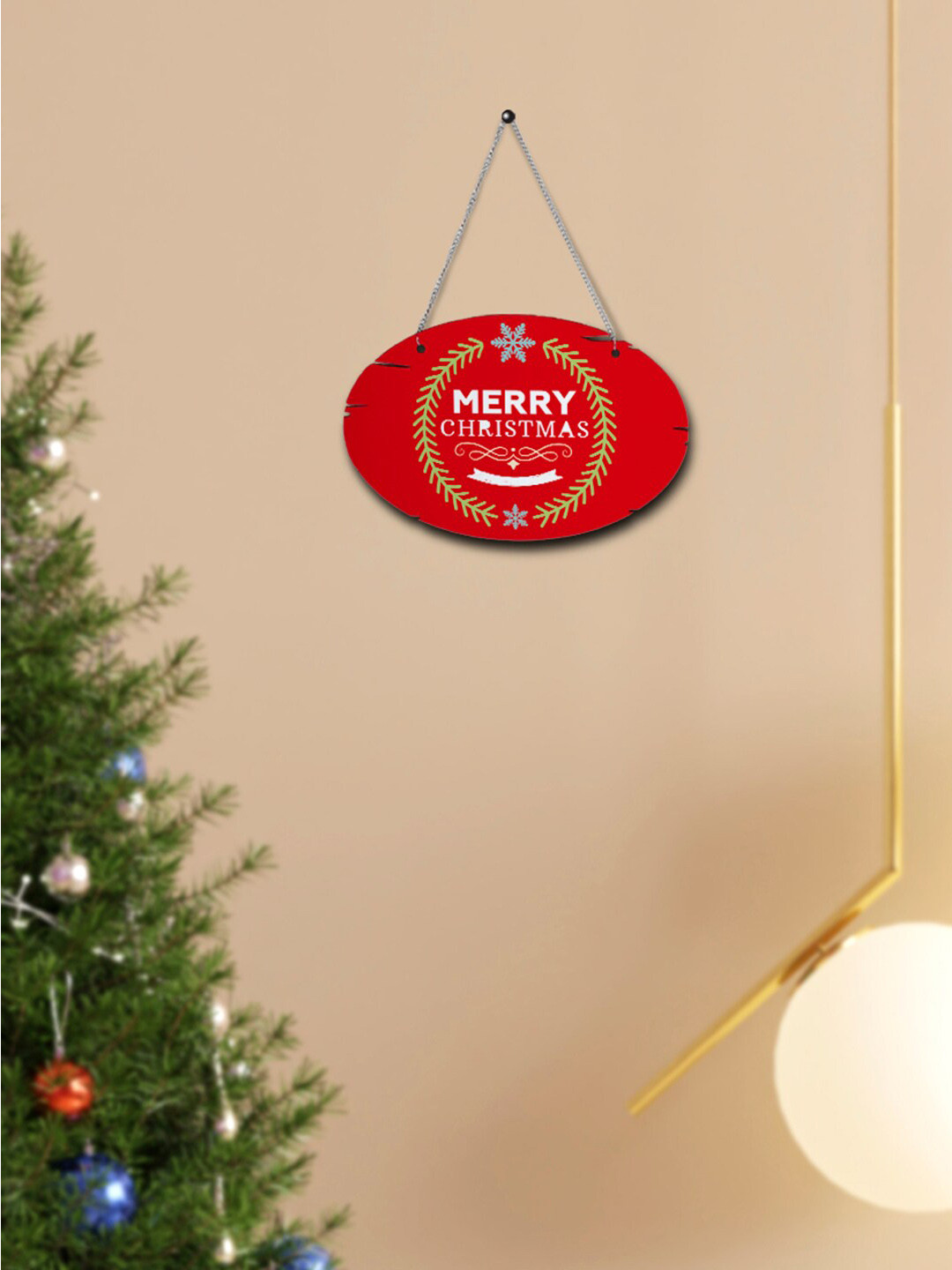 

Crazy Corner Red & White Merry Christmas Printed Wall Hanging
